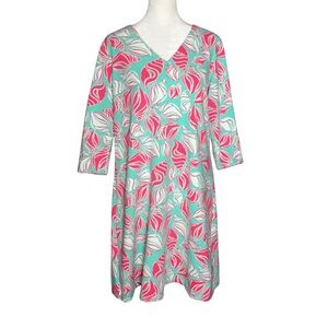 Haley and the Hound Seashell Print‎ Dress Pink Aqua | Size L | Made in USA